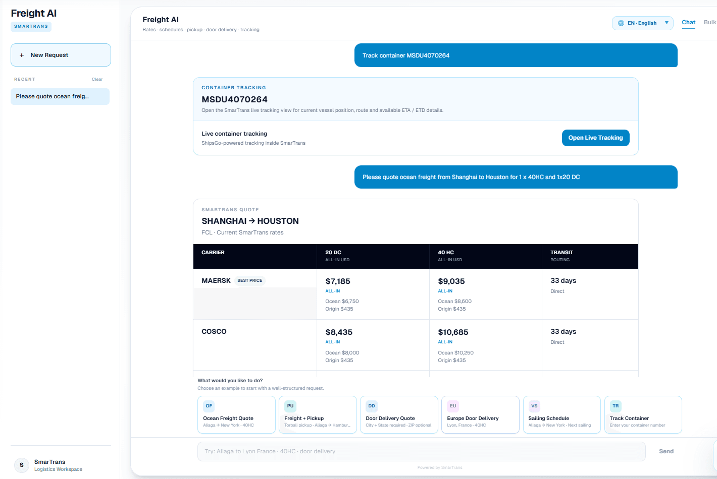 Move from an answer to live tracking